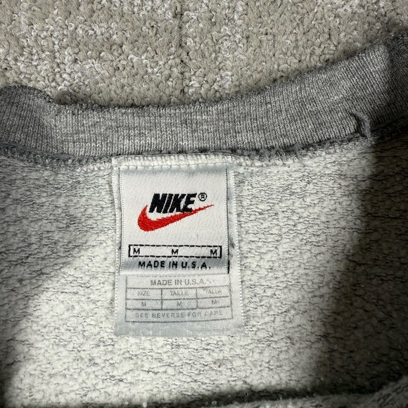 VTG 90s Nike White Tag Gray Crew Neck Sweatshirt Side Swoosh Check USA Size M - Picture 7 of 11